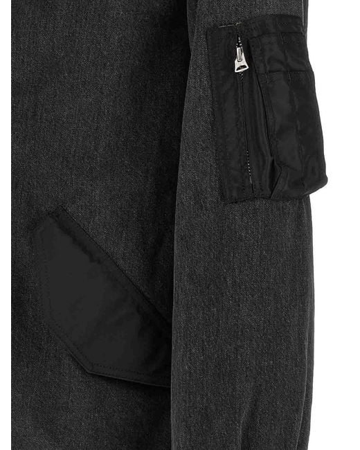 Sacai Black Nylon Insert Denim Jacket for men