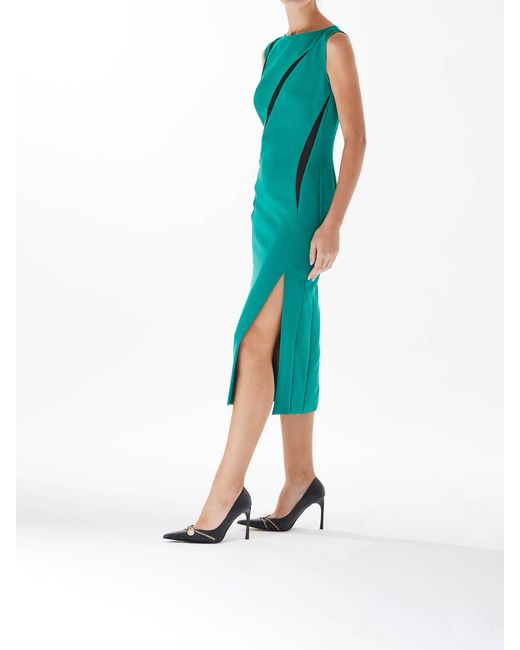 Just Cavalli Green Scratch Sleeveless Sheath Dress
