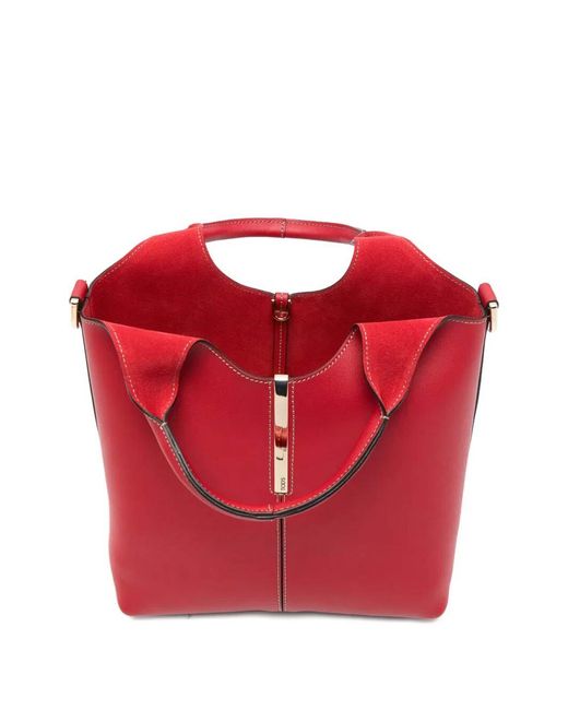 Tod's Red Leather Mini Tote Bag