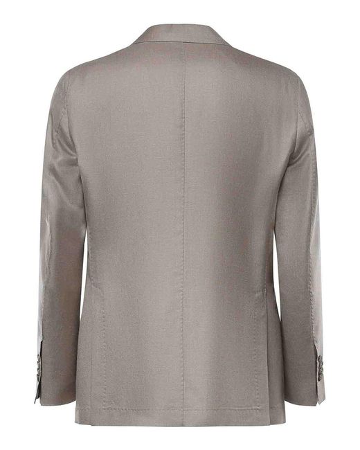 Santaniello Gray Single-Breasted Wool-Blend Blazer for men