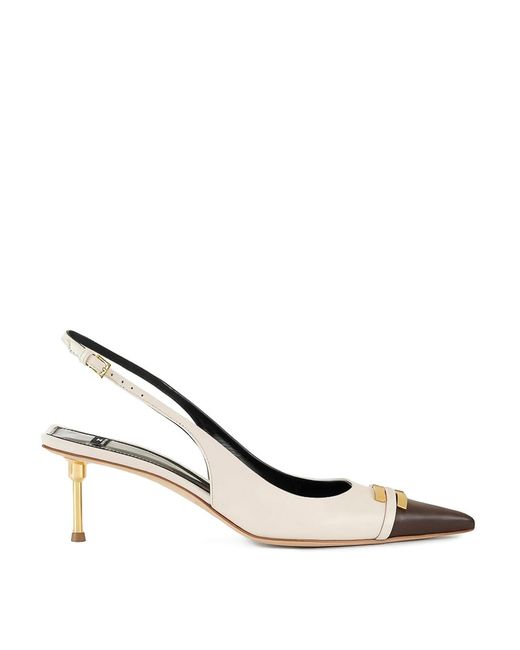 Elisabetta Franchi Natural Two-Tone Leather Slingbacks