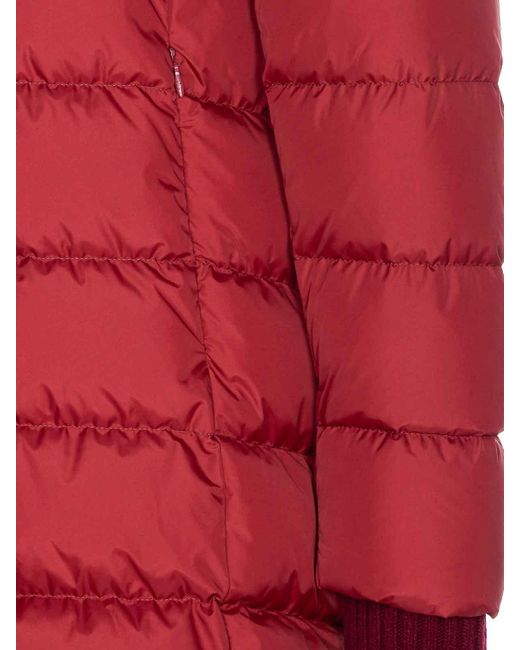 Herno Red Down Hooded Zip-Up Puffer Jacket
