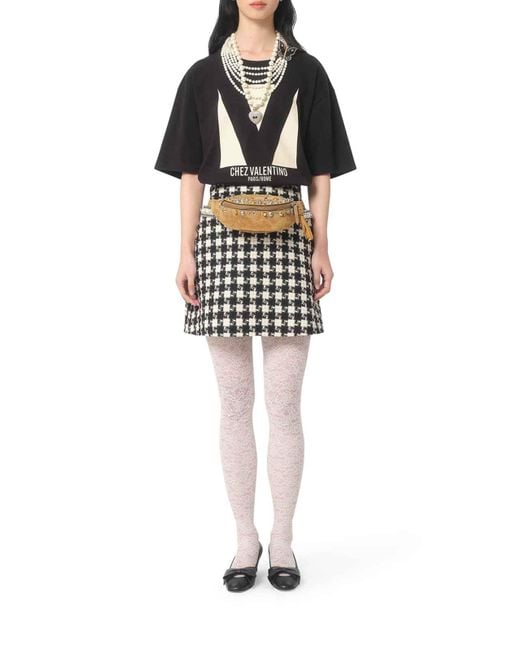 Valentino Garavani Black Chez Print Cotton Jersey T-Shirt