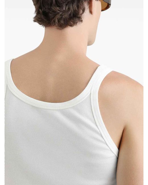 Dolce & Gabbana White Cotton Tank Top With Print for men