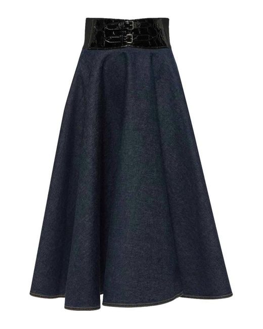 Alaïa Blue Belted Denim Skirt
