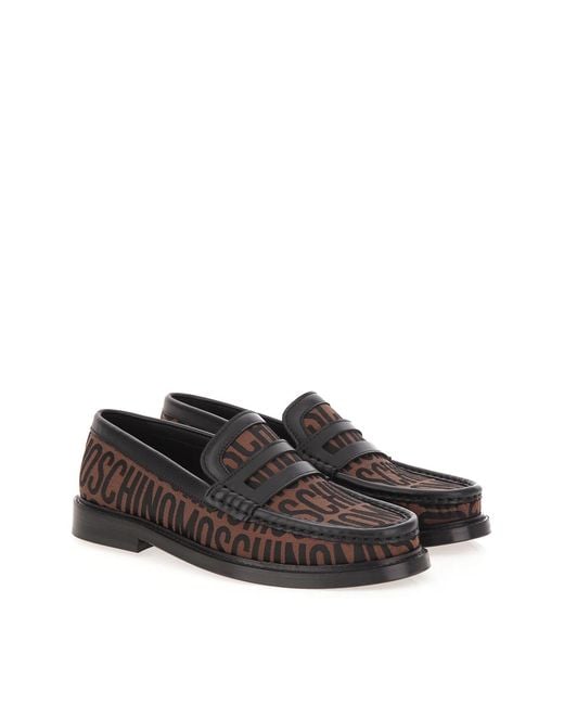 Moschino Gray Logo Loafers
