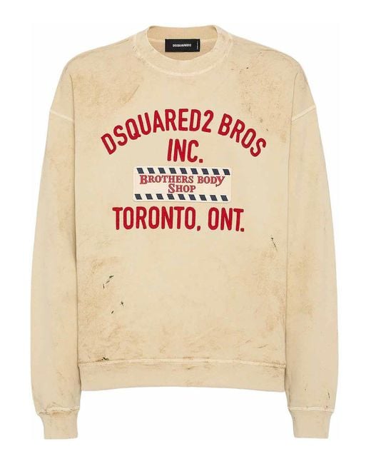 DSquared² Pink Cotton Sweatshirt With Distressed Effect for men