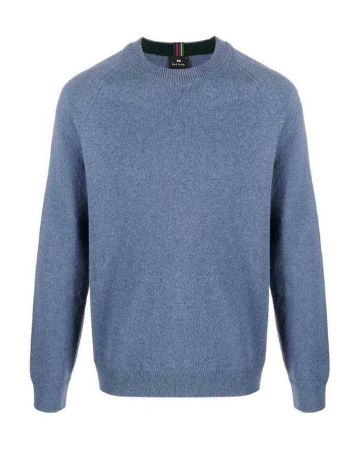 Paul Smith Blue Merino Wool Raglan Sweater for men