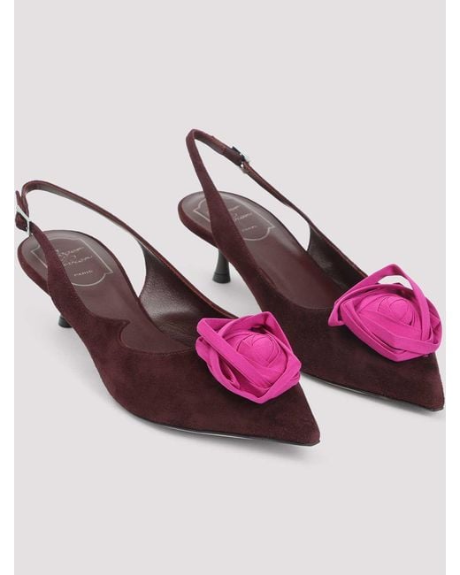 Roger Vivier Purple Suede Slingback