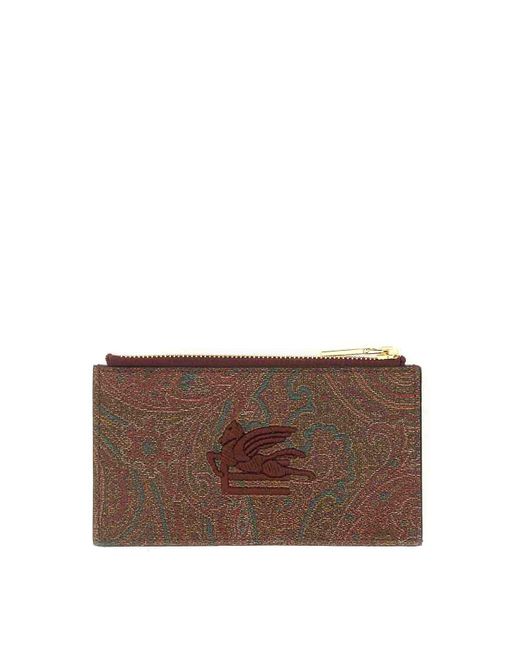 Etro Brown Paisley Pouch With Logo