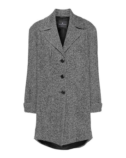 Ermanno Scervino Gray Houndstooth Coat
