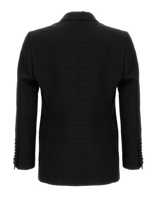 Etro Black Check Double-Breasted Blazer for men