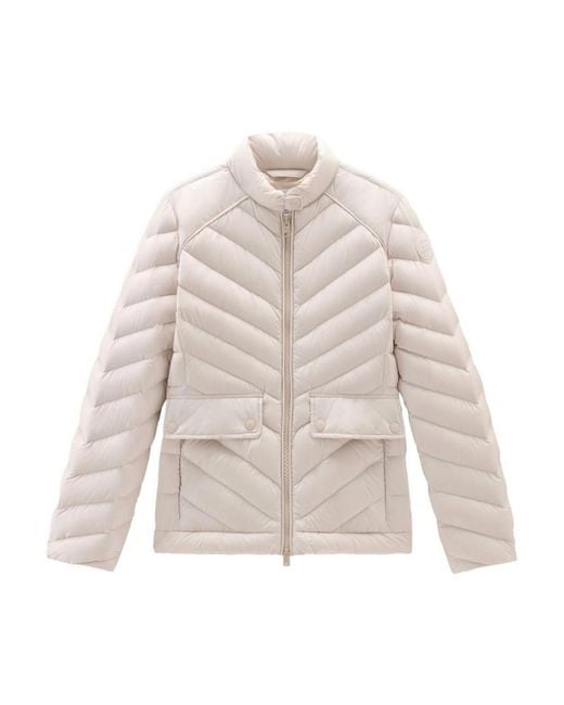 Woolrich White Chevron Quilted Short Jacket