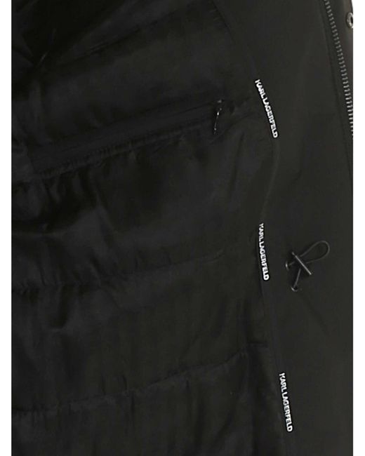 Karl Lagerfeld Black Leather Inserts Coat for men