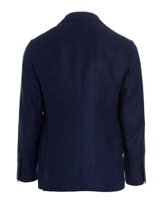 Brunello Cucinelli Blue Linen Blend Suit for men