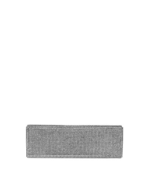 AMINA MUADDI Gray Satin Clutch