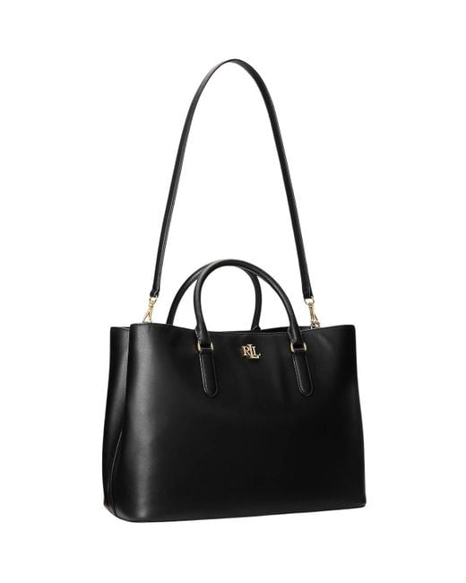 Ralph Lauren Black Marcy 36 Satchel Large Bag