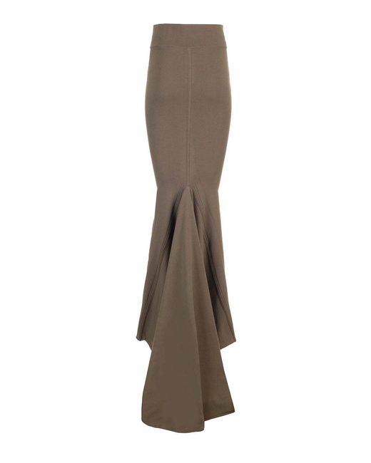 Rick Owens Brown Taupe Knit Midi Skirt