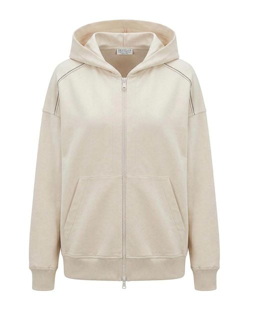 Brunello Cucinelli White Lightweight French Terry Sweatshirt