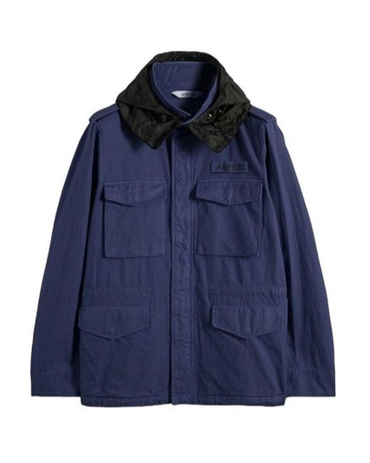 Aspesi Blue Minifield Cotton Jacket Tinted for men