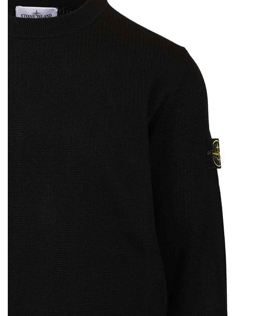 Stone Island Black Cotton Knit Jumper for men