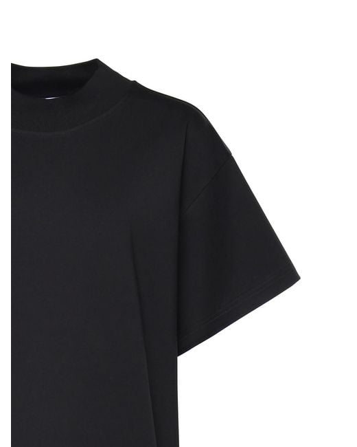 Alaïa Black Cotton T-Shirt With Fringes