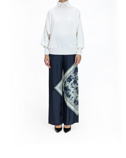 Genny White Cashmere Collar Sweater