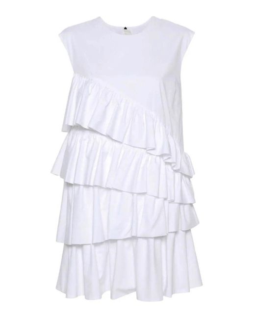 MSGM White Dress With Ruffles