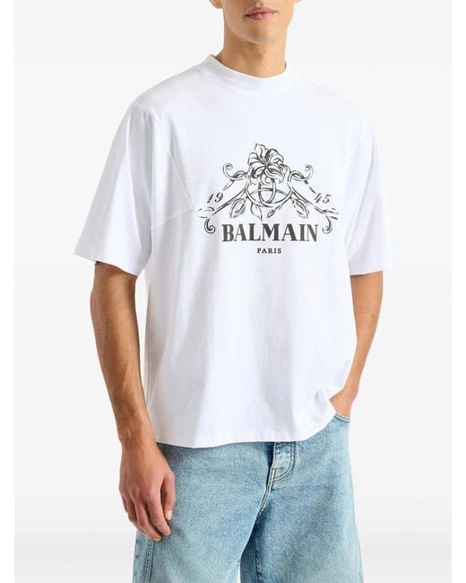 Balmain White T-Shirt for men