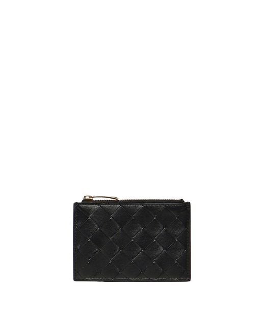 Bottega Veneta Black Intrecciato Zip Card Holder