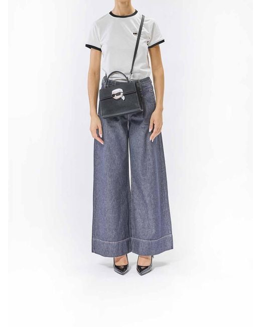 Karl Lagerfeld Blue Ikon Grainy Crossbody
