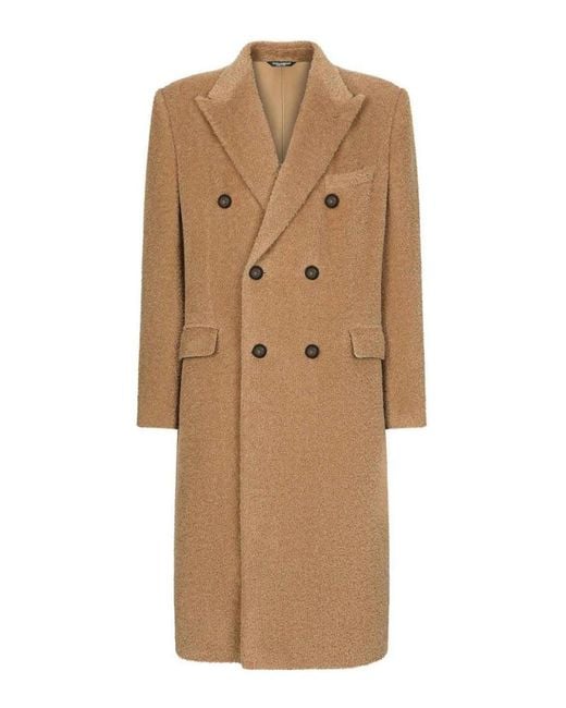 Dolce & Gabbana Natural Virgin Wool Coat for men