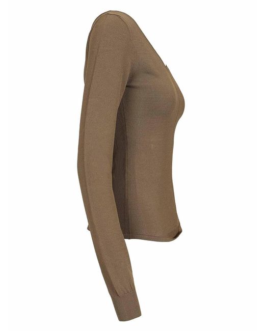 Lemaire Brown V-Neck Top
