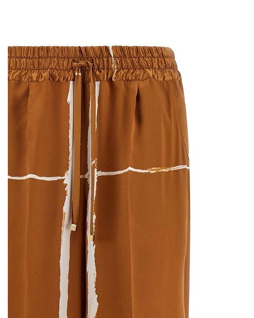 Kiton Brown Silk Pants