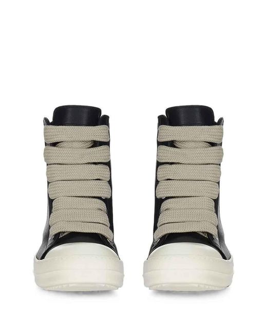 Rick Owens Black Jumbolace Leather Sneakers