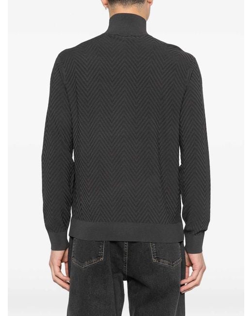 Emporio Armani Black Chevron Cardigan for men