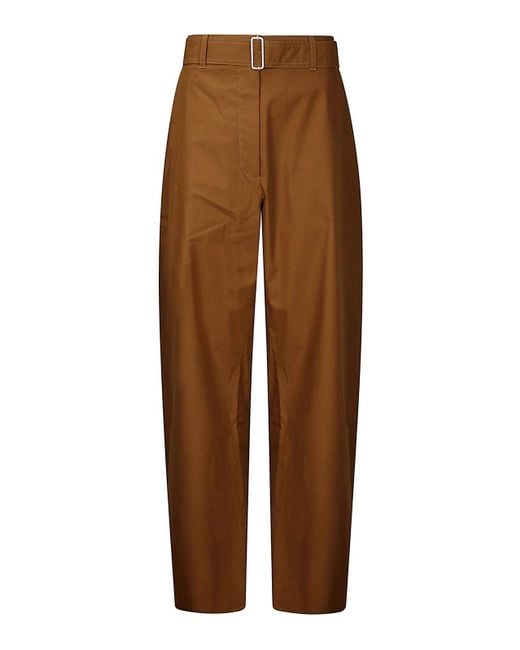 Studio Nicholson Brown High -Waisted Oversize Cotton Trousers
