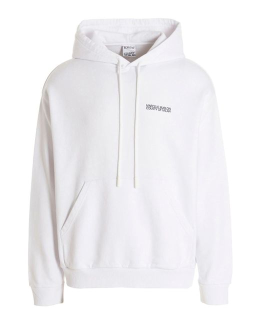 Marcelo Burlon White Tempera Cross Hoodie With Pouch Pocket for men