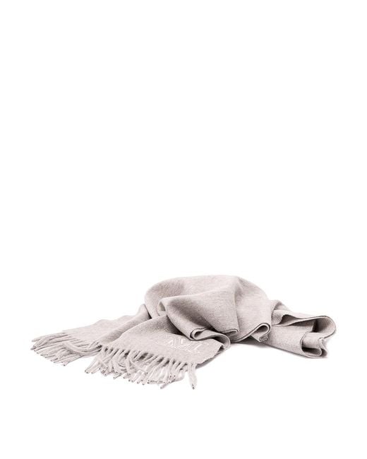 Max Mara White Monogram Embroidered Cashmere Stole