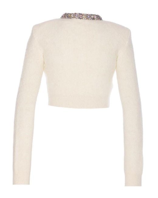 Self-Portrait White Embellished Trim Cardigan