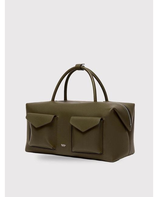 Max Mara Green Large Top Case Hand Bag With Pockets