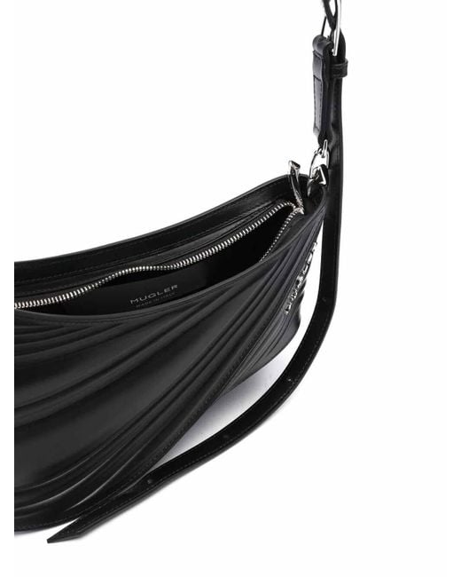 Mugler Black Medium Spiral Curve 01 Embossed Crossbody Bag