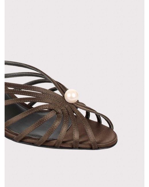 ALEVI Green Satin Mules With Diana Pearl