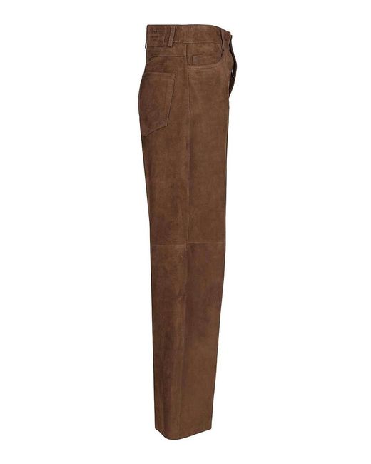 Max Mara Brown Wide-Leg Suede Trousers