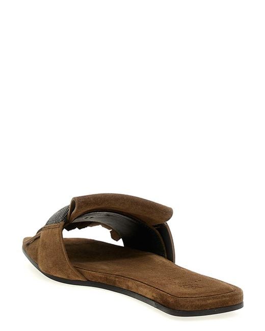 Brunello Cucinelli Brown Monile Slides