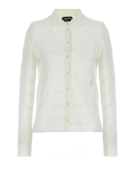 Tom Ford White Openwork Cardigan