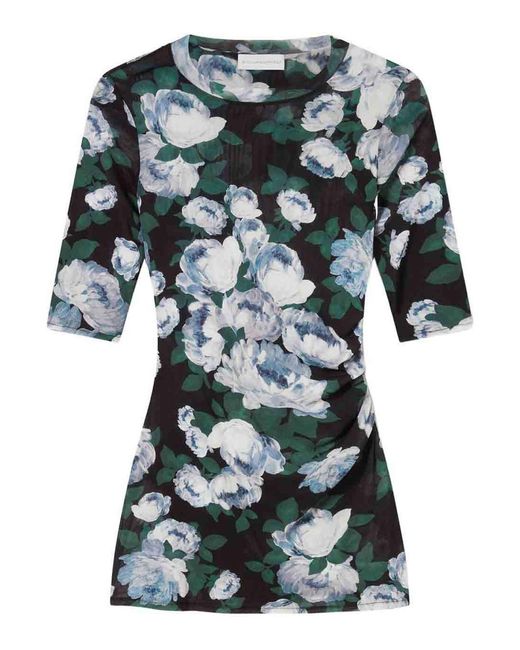 Stella McCartney Green Floral Mesh Top