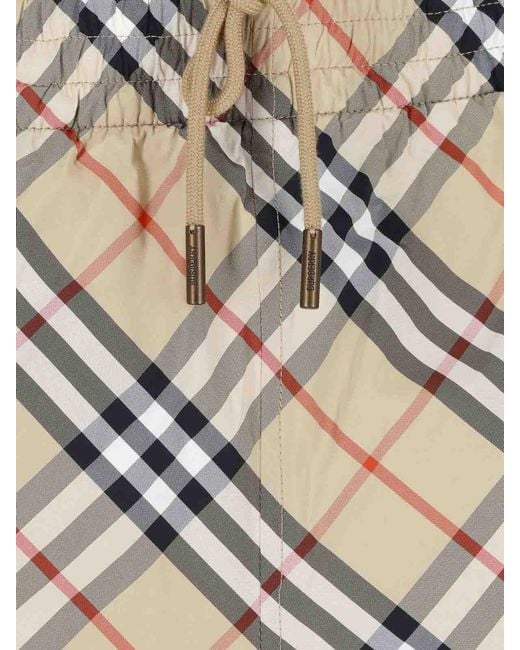 Burberry White Check Swim Shorts for men