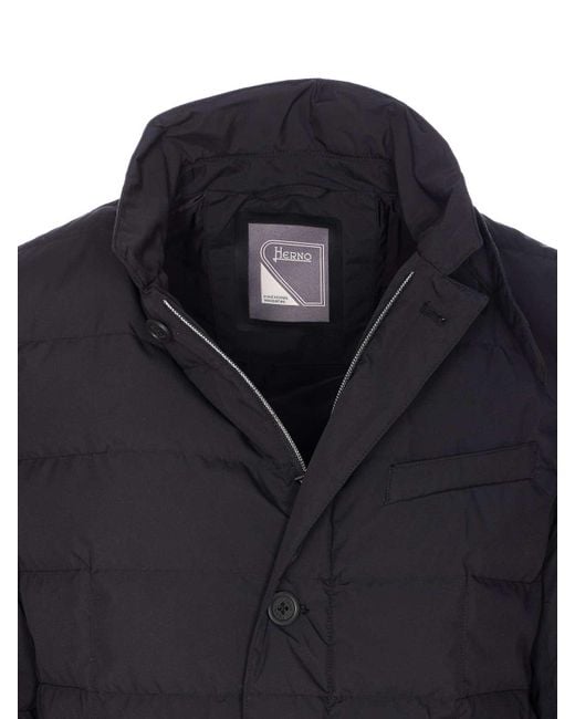 Herno Blue Blazer With Zip And Buttons Closure for men