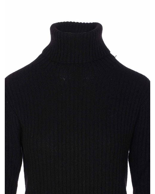 Uma Wang Blue High Neck Rib Top
